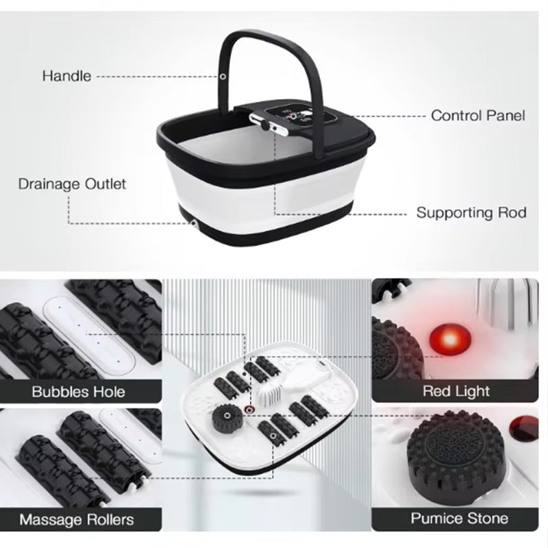 Spaillax Spa Ă pied pliable Spa Spa de pied avec un masseur de bain Ă pied chauffant avec 8 rouleaux de massage