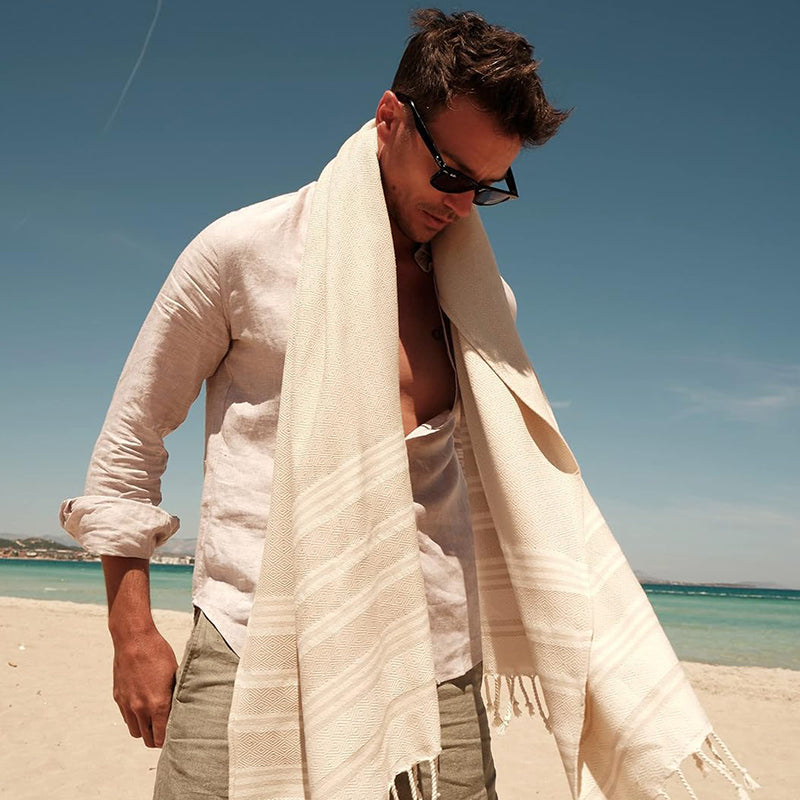 Smyrne Turc Cotton Heritage Series Turkish Beach Turkish Beach Surdimensione 37x71 pouces Extra Large Sand sec de la plage gratuite de sable gratuit
