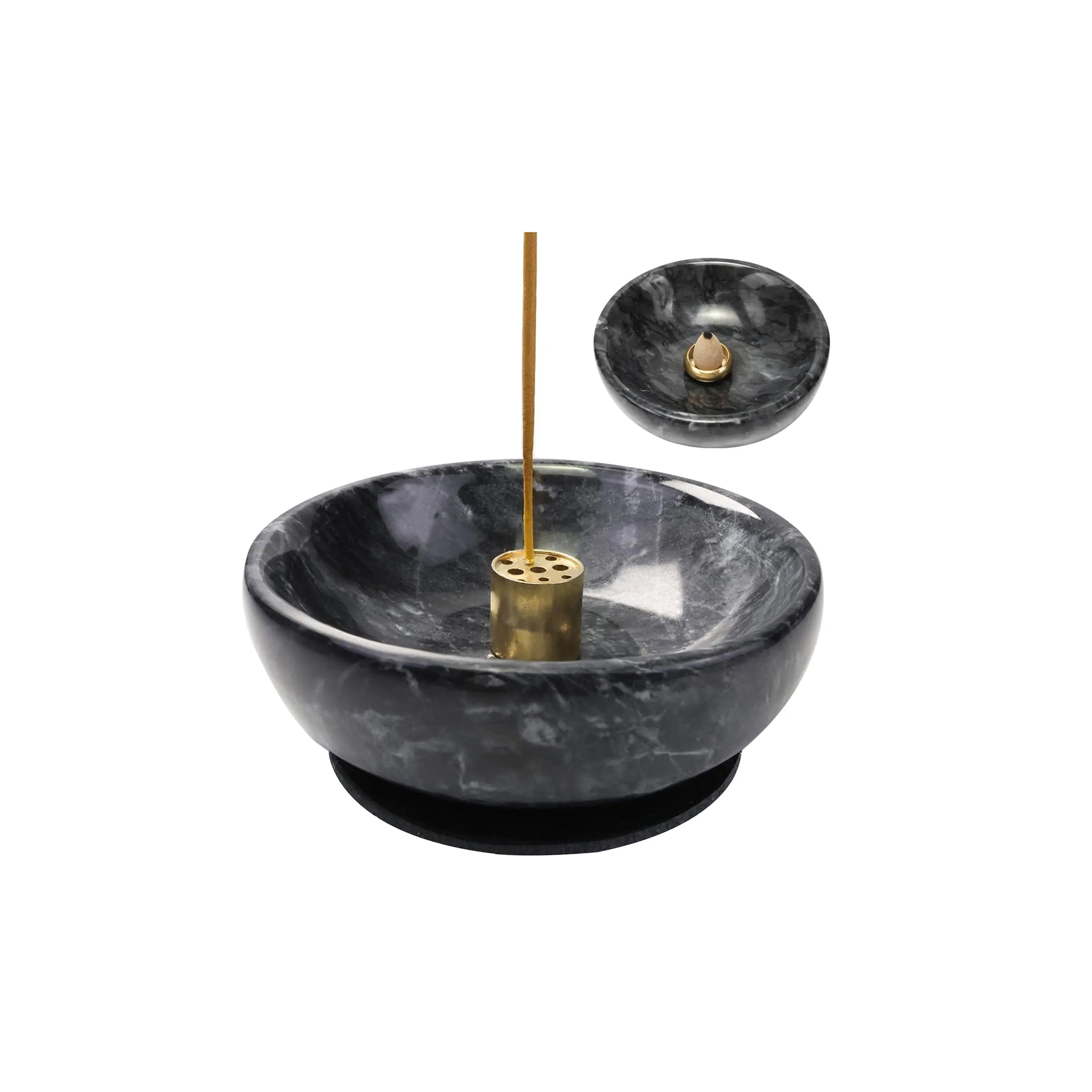 Wierookhouder van natuurlijk marmer Wierookhouder voor stokjes en terugstroomwierook Handgemaakte wierookhouder met stokjes Ideaal voor het branden van wierook Decoration.Easily Pak alle wierookas (zwart)