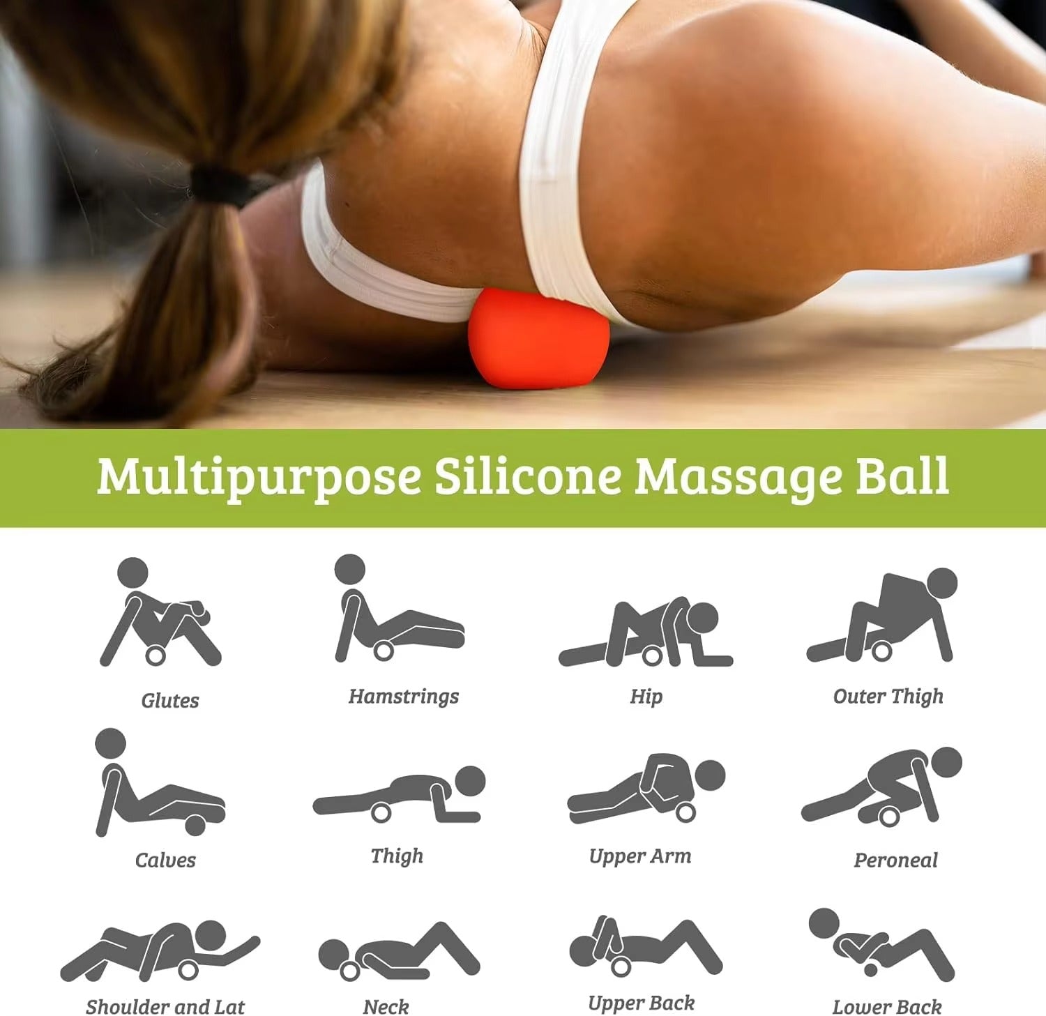 Lacrosse -ballen van siliconenmassage voor spierknopen en fysiotherapie van triggerpoint -therapie. Set van 2 ballen met draagtas. Latex-vrij. Ideaal voor diepe weefselmassage en myofasciale afgifte