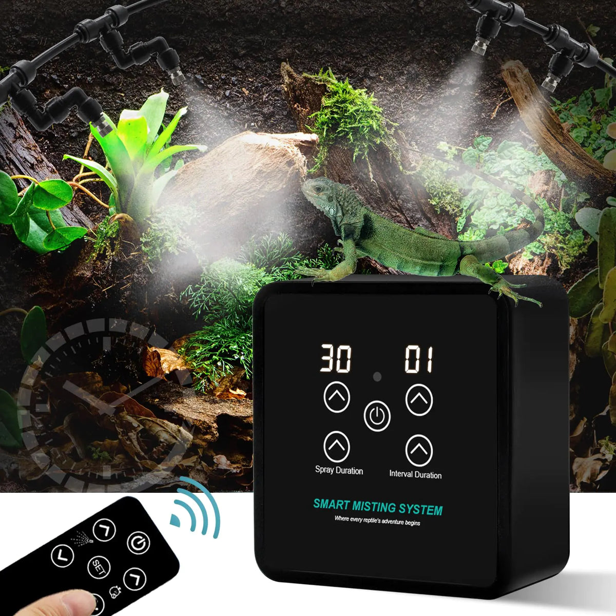 Mecesor Reptile Mister Hevluiders Smart Misting System voor reptiel Terrariums Reptile Mister Automatic met timer voor kameleons Snakes Frog Turtle Lizard