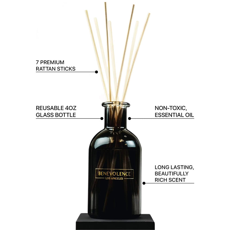 Benevolence La Reed Diffuseur Set Lavender & Eucalyptus Fragrance Diffuseur Aromathérapie Diffuseur Sceau d'huile Sticks Sticks parfumé