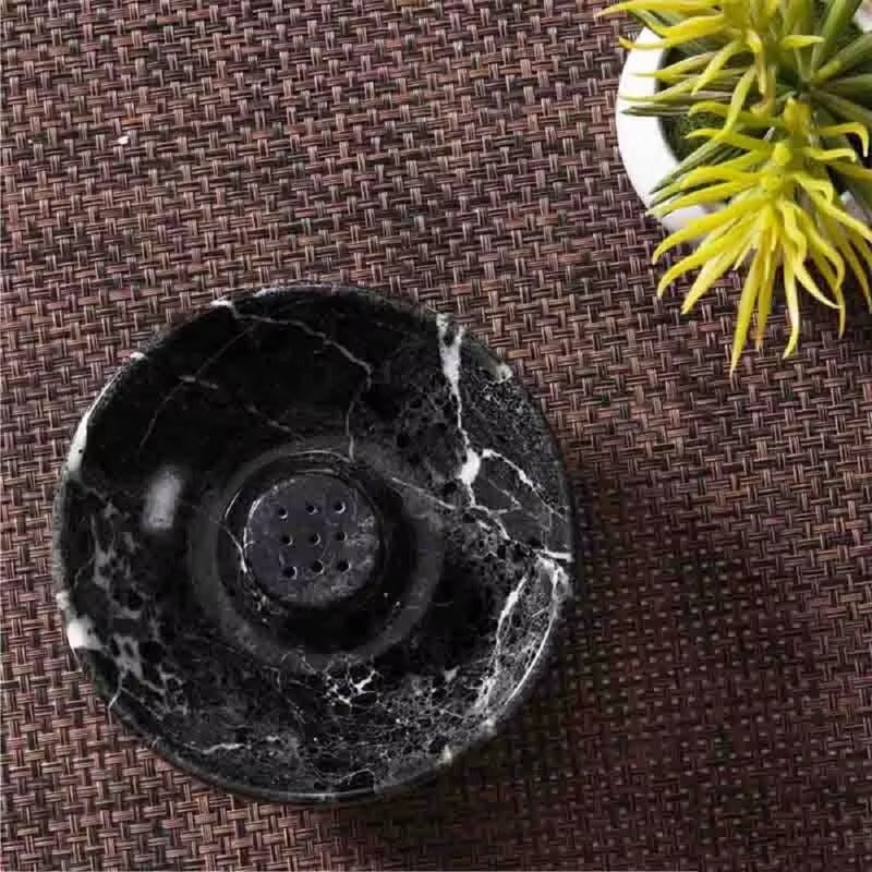 Porte-encens en marbre Radicaln noir 5.5" Porte-encens fait main en pouces avec 9 trous pour bâtonnets d'encens - Idéal pour la décoration de la pièce - Bâtonnets d'encens - Cendriers d'intérieur - Brûleur d'encens