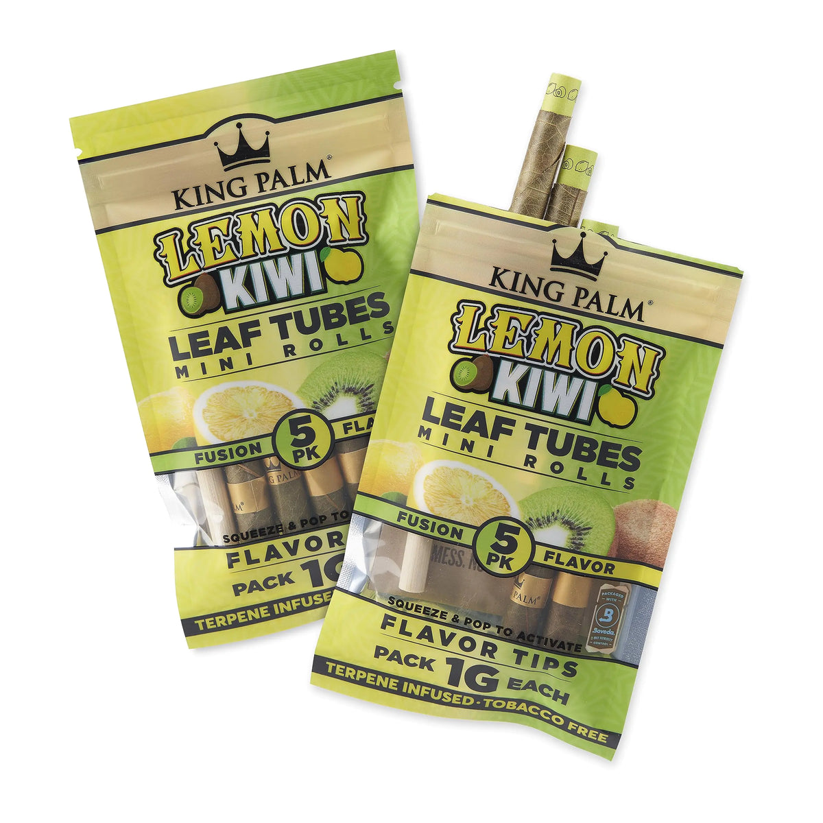 King Palm Flavours Mini Size Kegels - Squeeze & Pop Pre Rolls - Organic Flavoured Pre Rolled Cones - King Palm Flavours Kegels (Lemon Kiwi)