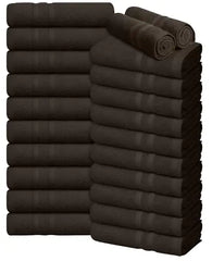 Oakias 100% katoenen salon handdoeken 24 -pack bruin - 16 x 27 inch (geen bleekbestendige) ring gesponnen katoenen bulk handdoeken - sterk absorberende snel droge droge gezichtshaar spa gym salon handdoeken